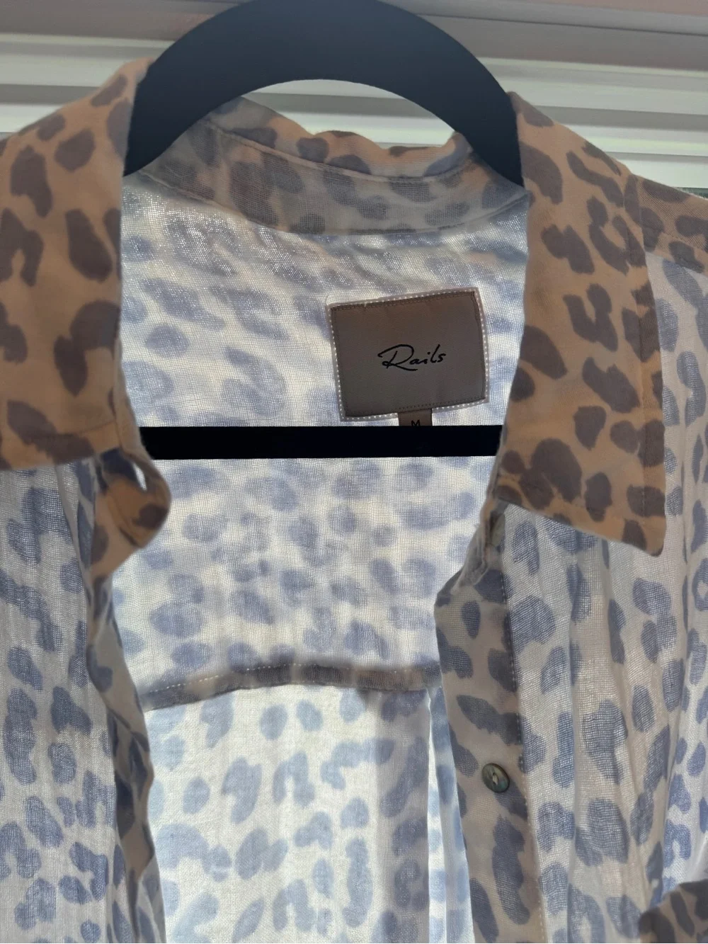 Rails White and Light Gray Leopard Print Button-Down Shirt